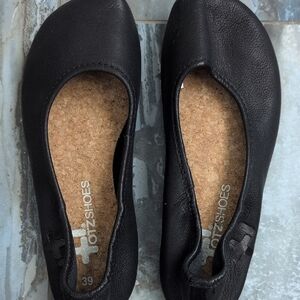 Black Leather Flats by